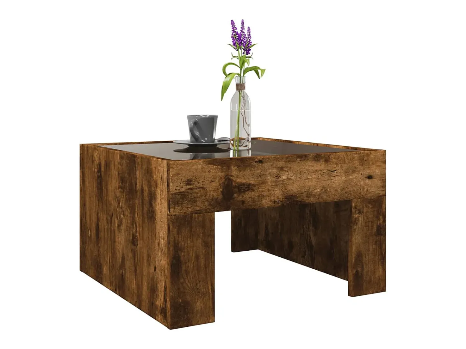 Mesa de centro | Mesa de apoio luzes LED Infinity 50x50x30 cm carvalho fumado^ Mesa De Centro