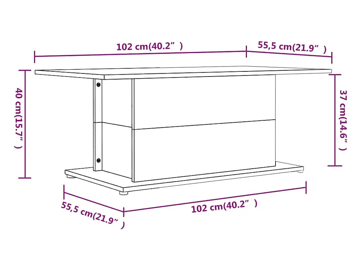 Mesa De Centro* Mesa de centro | Mesa de apoio 102x55.5x40 cm derivados de madeira Branco