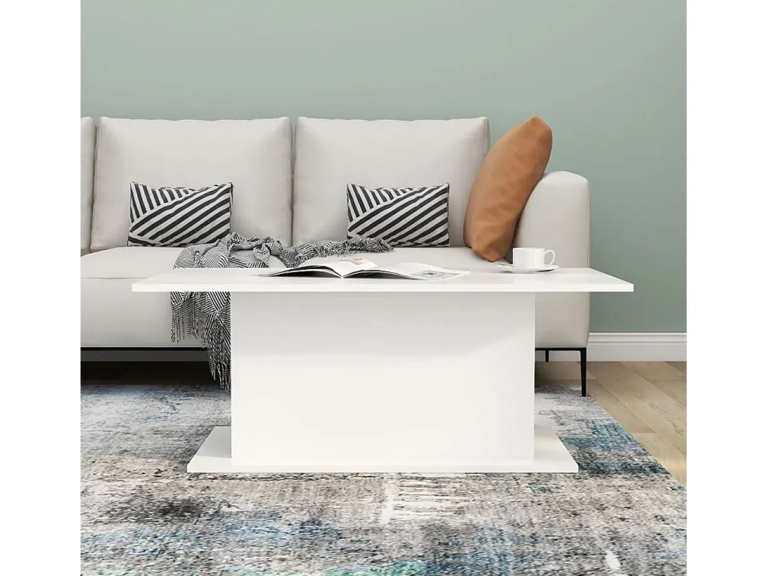 Mesa De Centro* Mesa de centro | Mesa de apoio 102x55.5x40 cm derivados de madeira Branco