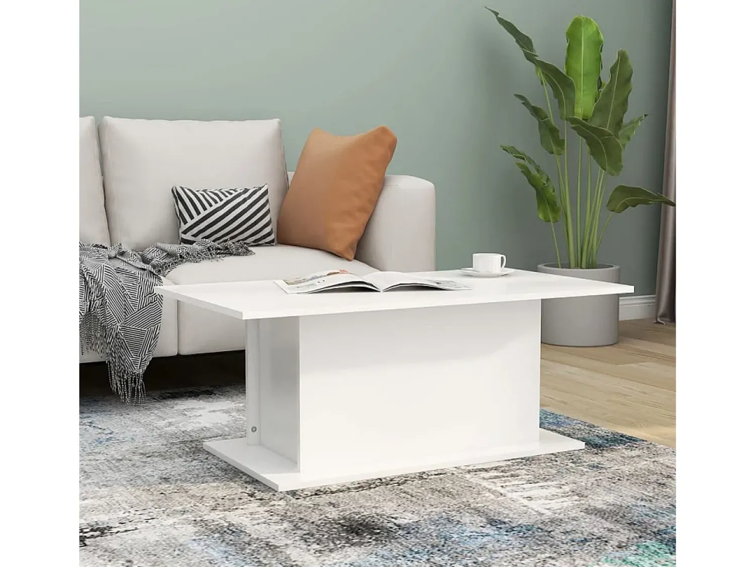 Mesa De Centro* Mesa de centro | Mesa de apoio 102x55.5x40 cm derivados de madeira Branco