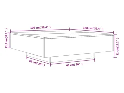 Hot Mesa de centro | Mesa de apoio 100x100x31 cm derivados de madeira Branco