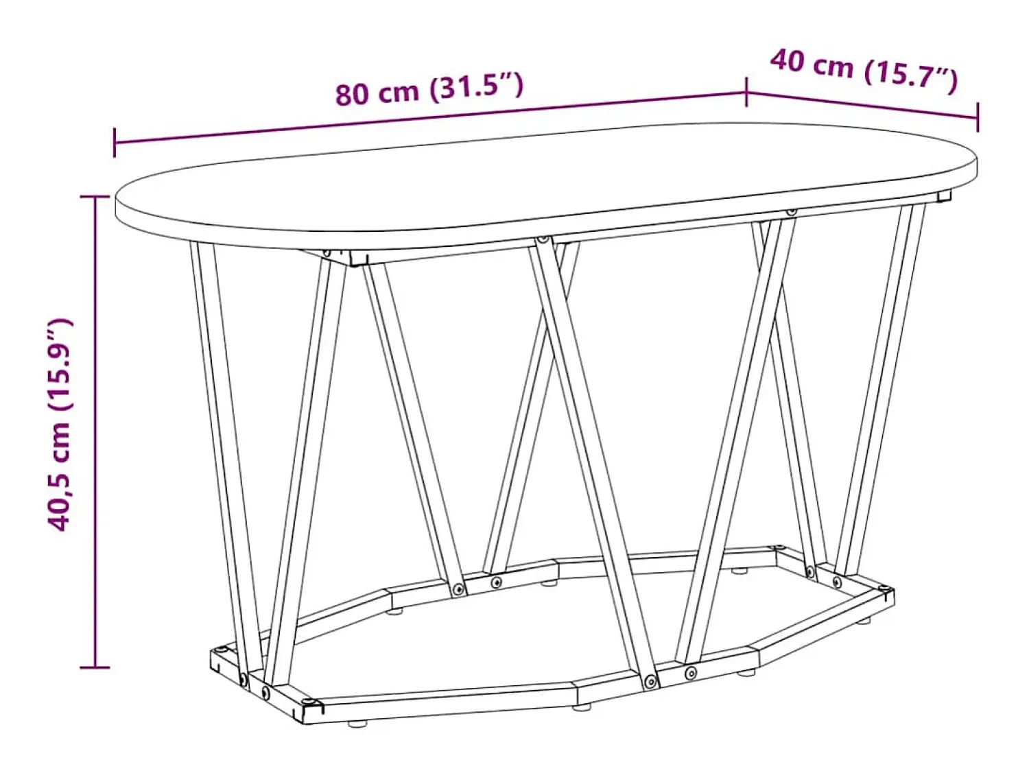 Mesa de centro | Mesa de apoio | Mesa de café Carvalho sonoma 80x40x40.5 cm^ Mesa De Centro