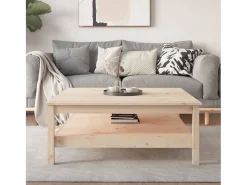 Discount Mesa de centro | Mesa de apoio | Mesa de café 100x100x40 cm madeira maciça de pinho Castanho