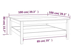 Discount Mesa de centro | Mesa de apoio | Mesa de café 100x100x40 cm madeira maciça de pinho Castanho