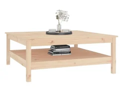 Discount Mesa de centro | Mesa de apoio | Mesa de café 100x100x40 cm madeira maciça de pinho Castanho