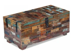Mesa De Centro| Mesa de centro | Mesa de apoio | Mesa de centro baú/caixa 80x40x35cm madeira reciclada maciça Castanho