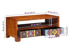 Mesa de centro | Mesa de apoio | Mesa de café 90x50x40 cm madeira de acácia maciça^ Mesa De Centro
