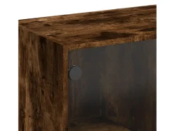 Best Mesa de centro | Mesa de apoio | Mesa de café c/ portas de vidro 102x50x42 cm carvalho fumado Castanho