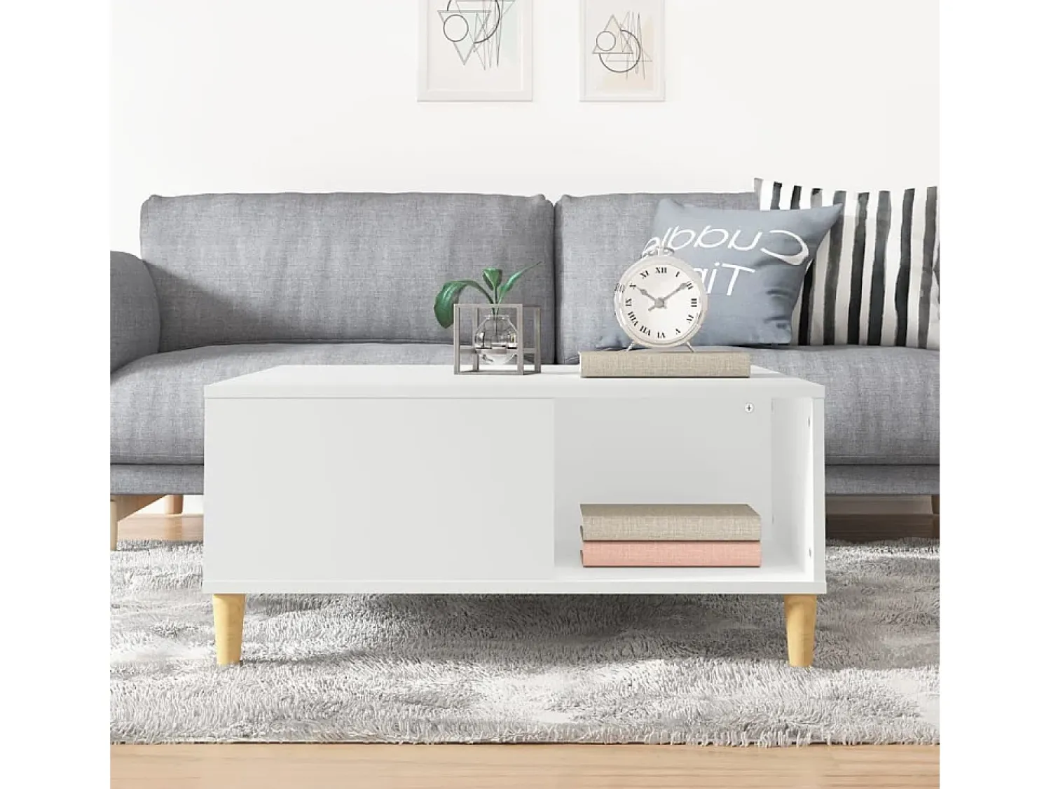 Mesa De Centro| Mesa de centro | Mesa de apoio 80x80x36.5 cm derivados de madeira Branco