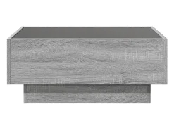 Mesa de centro | Mesa de apoio c/ LEDs 70x50x30 cm derivados de madeira Cinzento