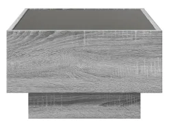 Mesa de centro | Mesa de apoio c/ LEDs 70x50x30 cm derivados de madeira Cinzento