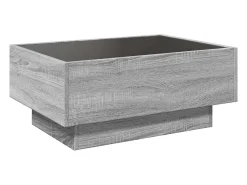 Mesa de centro | Mesa de apoio c/ LEDs 70x50x30 cm derivados de madeira Cinzento
