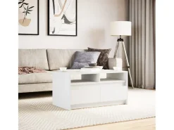 Mesa De Centro| Mesa de centro | Mesa de apoio com luzes LED derivados de madeira Branco