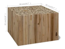 Mesa de centro | Mesa de apoio em madeira de teca genuína 50x50x35 cm^ Mesa De Centro
