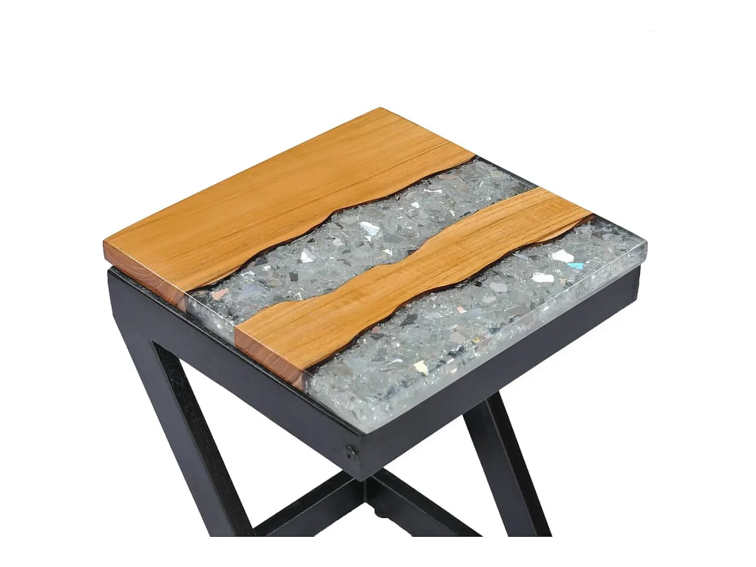 Sale Mesa de centro | Mesa de apoio | Mesa de café 30x30x50 cm madeira de teca maciça e poliresina Multicor