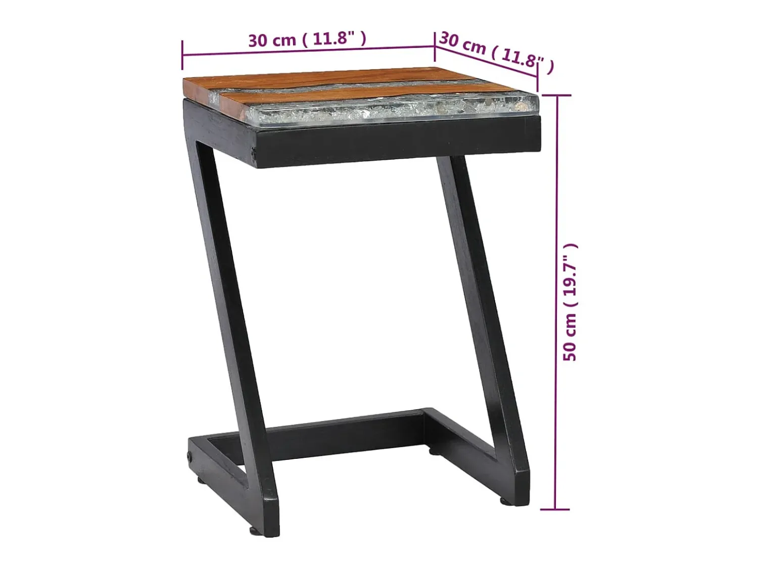 Sale Mesa de centro | Mesa de apoio | Mesa de café 30x30x50 cm madeira de teca maciça e poliresina Multicor