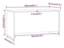 Mesa De Centro| Mesa de centro | Mesa de apoio 102x55.5x52.5cm madeira processada cinza cimento Cinzento