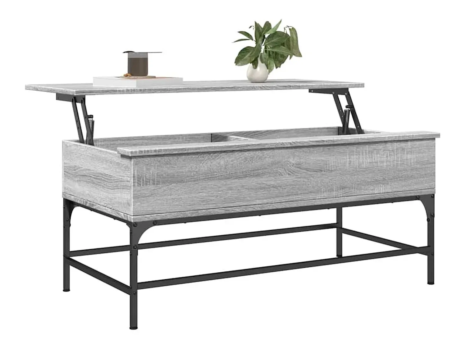 Mesa De Centro| Mesa de centro | Mesa de apoio 100x50x45cm derivados madeira/metal cinza sonoma Cinzento