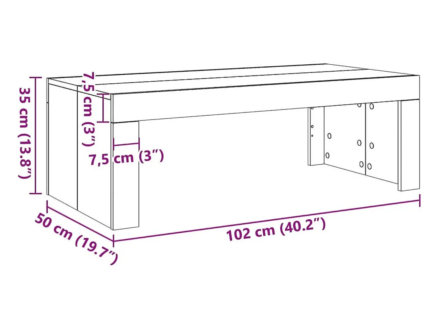 Mesa de centro | Mesa de apoio | Mesa de café 102x50x35 cm derivados de madeira madeira velha^ Mesa De Centro