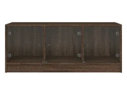 Mesa De Centro| Mesa de centro | Mesa de apoio | Mesa de café c/ portas de vidro 102x50x42cm carvalho Castanho