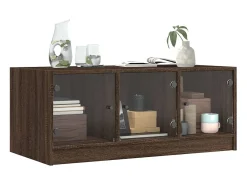 Mesa De Centro| Mesa de centro | Mesa de apoio | Mesa de café c/ portas de vidro 102x50x42cm carvalho Castanho