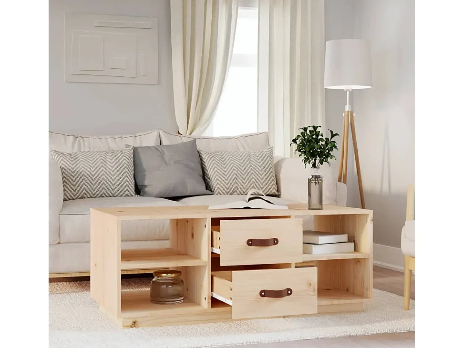 Online Mesa de centro | Mesa de apoio | Mesa de café 100x50x41 cm pinho maciço Castanho