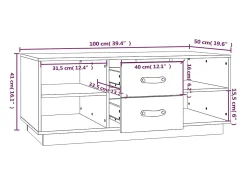 Online Mesa de centro | Mesa de apoio | Mesa de café 100x50x41 cm pinho maciço Castanho