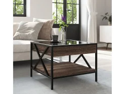Mesa de centro | Mesa de apoio luzes LED Infinity 50x50x38 cm carvalho Castanho