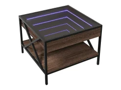 Mesa de centro | Mesa de apoio luzes LED Infinity 50x50x38 cm carvalho Castanho