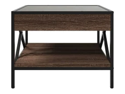 Mesa de centro | Mesa de apoio luzes LED Infinity 50x50x38 cm carvalho Castanho