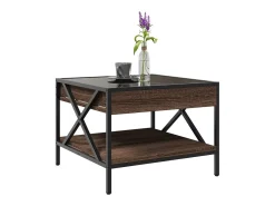 Mesa de centro | Mesa de apoio luzes LED Infinity 50x50x38 cm carvalho Castanho