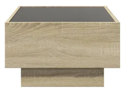 Mesa de centro | Mesa de apoio c/ LEDs 70x50x30 cm derivados de madeira^ Mesa De Centro
