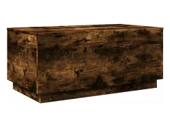 Mesa De Centro* Mesa de centro | Mesa de apoio com luzes LED 90x50x40 cm carvalho fumado Castanho