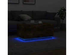 Mesa De Centro* Mesa de centro | Mesa de apoio com luzes LED 90x50x40 cm carvalho fumado Castanho