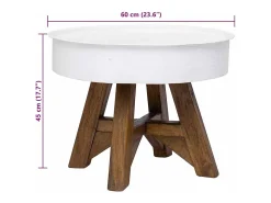 Mesa De Centro* Mesa de centro | Mesa de apoio | Mesa de café 60x45 cm madeira recuperada maciça Branco