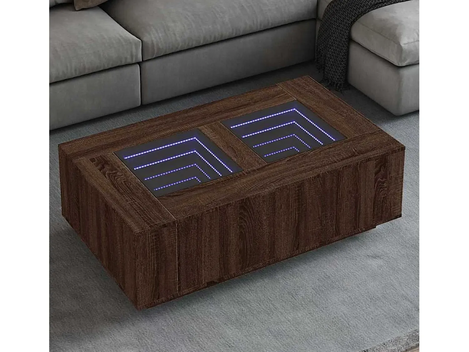 Mesa de centro | Mesa de apoio luzes LED Infinity 116x69x40 cm carvalho^ Mesa De Centro