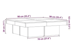 Hot Mesa de centro | Mesa de apoio 90x90x28 cm derivados madeira carvalho Castanho