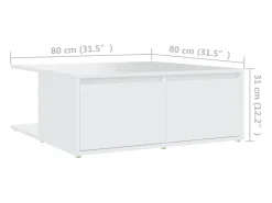 Mesa De Centro* Mesa de centro | Mesa de apoio 80x80x31 cm derivados de madeira Branco