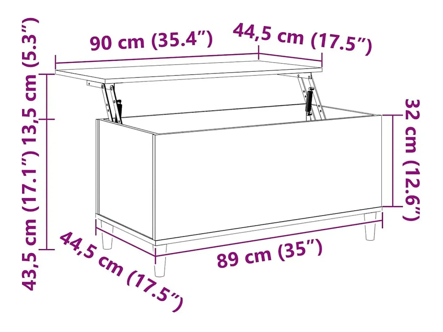 Mesa De Centro| Mesa de centro | Mesa de apoio 90x44.5x45 cm derivados de madeira cinza sonoma Cinzento