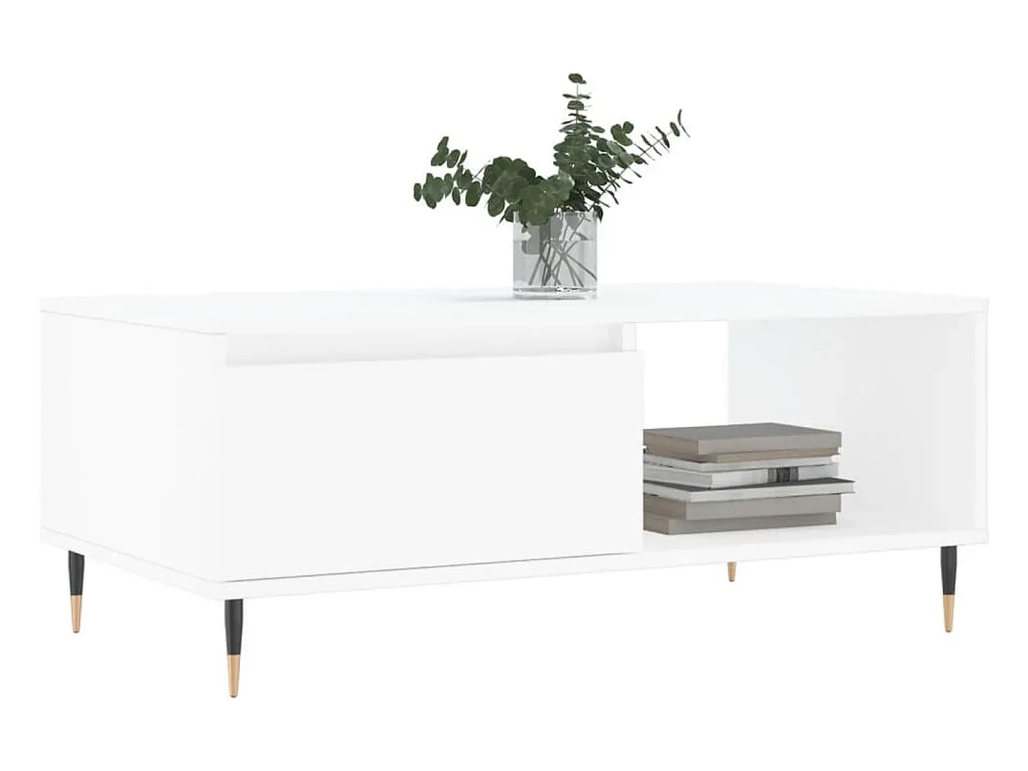 Outlet Mesa de centro | Mesa de apoio 90x50x36.5 cm derivados de madeira Branco