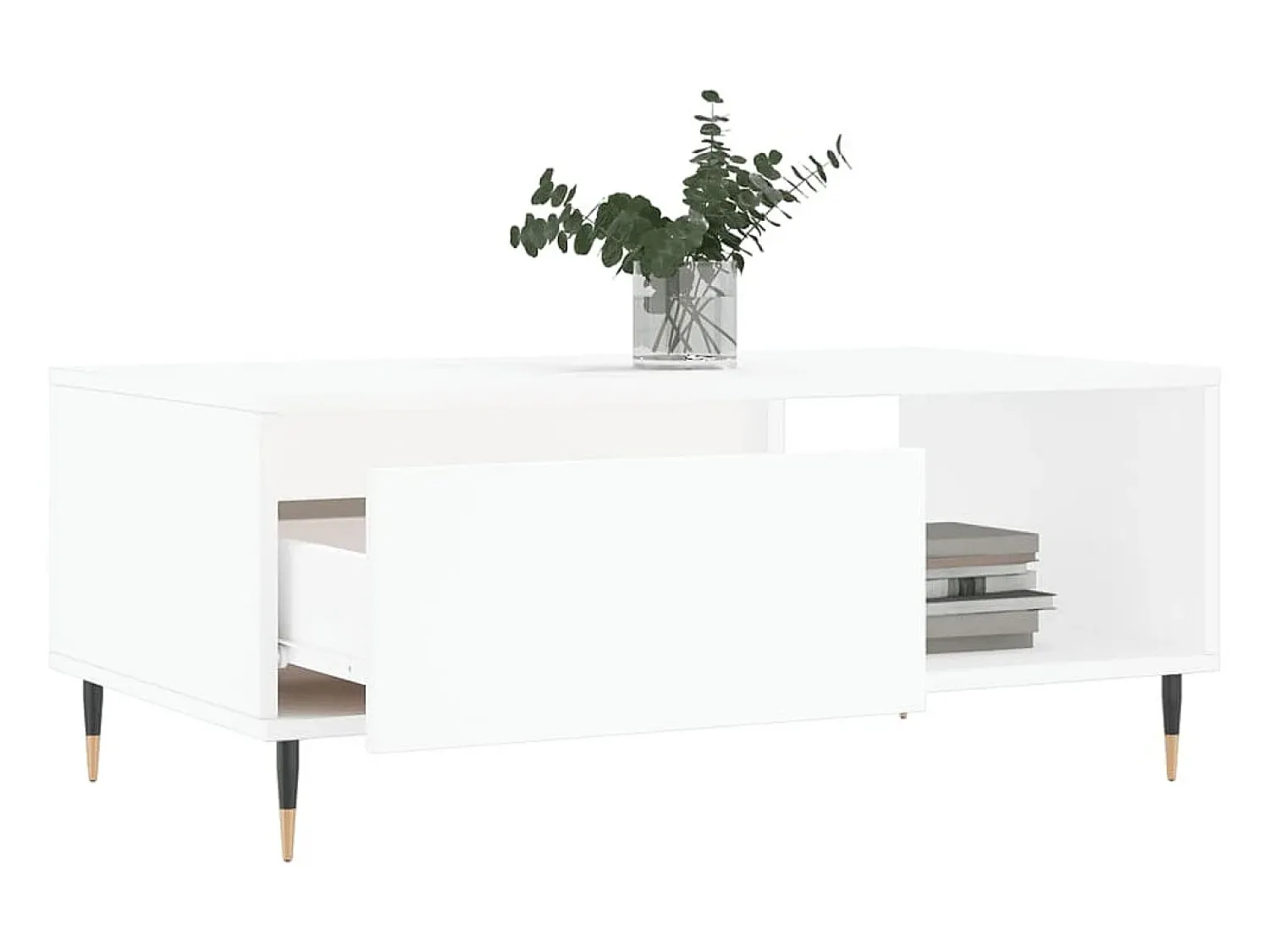 Outlet Mesa de centro | Mesa de apoio 90x50x36.5 cm derivados de madeira Branco