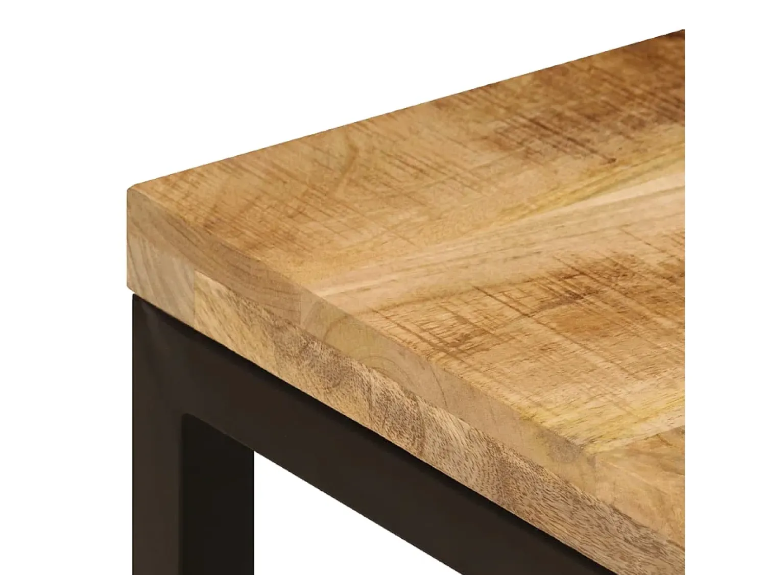 New Mesa de centro | Mesa de apoio | Mesa de café 100x50x35 cm madeira de mangueira maciça e aço Castanho