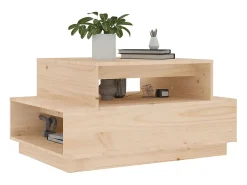 Outlet Mesa de centro | Mesa de apoio | Mesa de café 80x55x40.5 cm madeira de pinho maciça Castanho