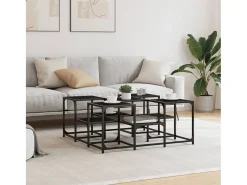 New Mesa de centro | Mesa de apoio 91x91x40 cm derivados de madeira Preto