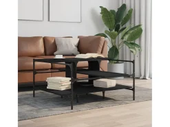 Mesa De Centro| Mesa de centro | Mesa de apoio 100x100x48.5 cm derivados de madeira Preto