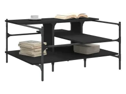 Mesa De Centro| Mesa de centro | Mesa de apoio 100x100x48.5 cm derivados de madeira Preto