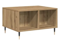 New Mesa de centro | Mesa de apoio 60x50x36.5cm deriv. madeira carvalho artisiano Castanho