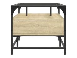 Hot Mesa de centro | Mesa de apoio c/topo de vidro 98.5x50x45cm carvalho sonoma aço Castanho