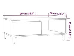 Mesa de centro | Mesa de apoio 90x60x35 cm derivados de madeira carvalho fumado^ Mesa De Centro