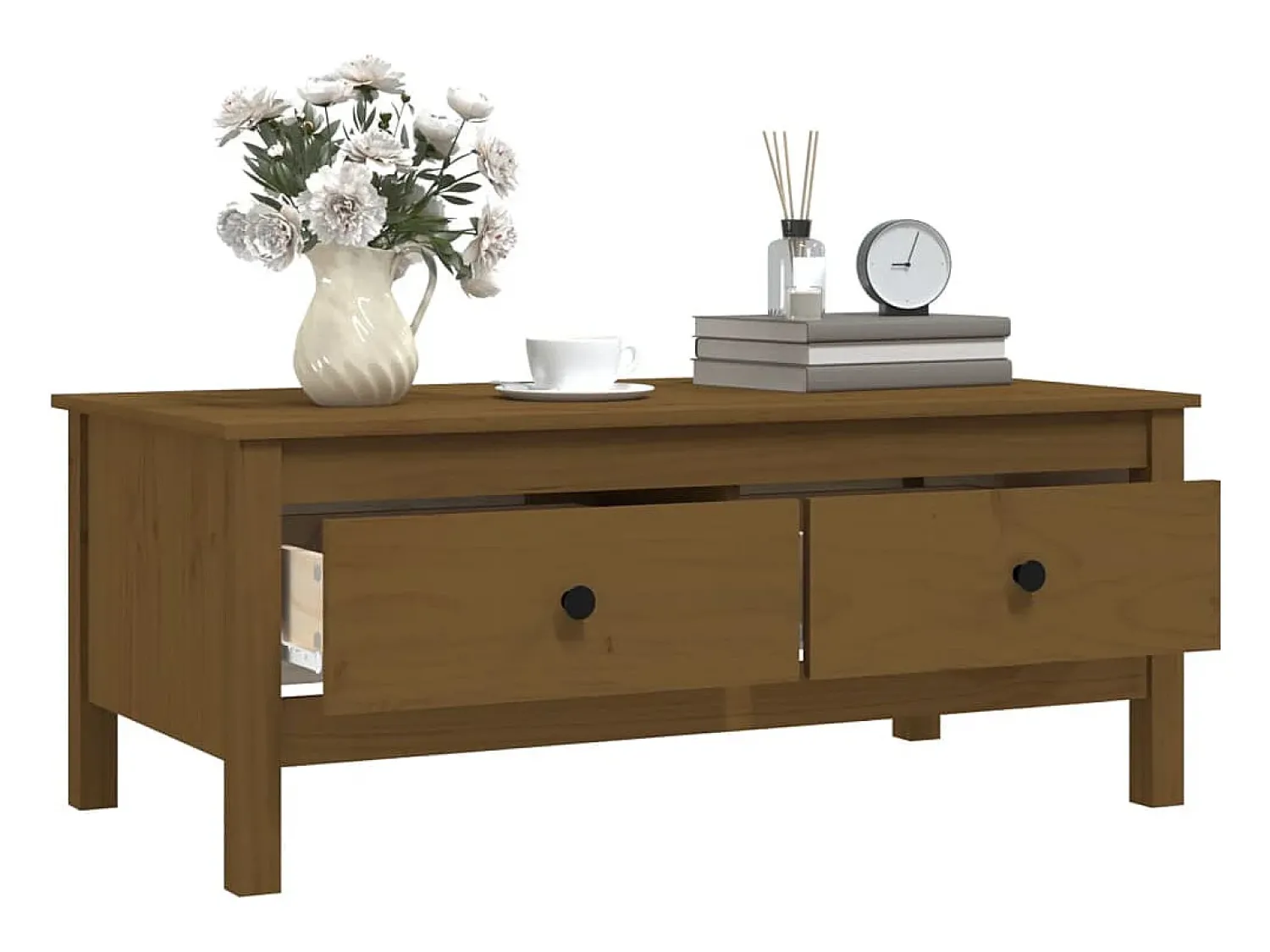 Online Mesa de centro | Mesa de apoio 100x50x40 cm pinho maciço mel Castanho